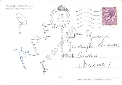 Cartolina Cortina panorama verso Pomagagnon 1968 (Belluno)