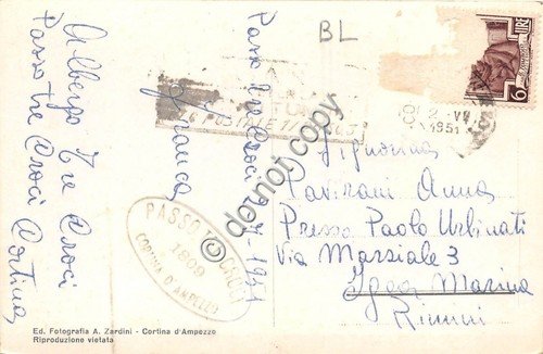 Cartolina Cortina Passo Tre Croci Marmolada 1951 (Belluno) | Immagine Gallery 2