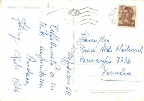 Cartolina Cortina vedute varie 1968 funivia sci sciatori | Immagine Gallery 2