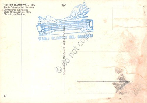 Cartolina Cortina vedute varie Stadio Olimpico del Ghiaccio timbro Notturno