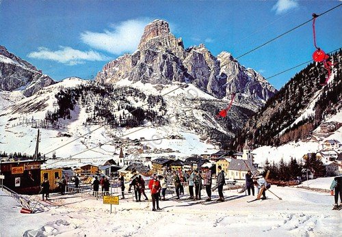 Cartolina Corvara in Badia Sassongher skilift sciatori animata1967 | Immagine Gallery 1