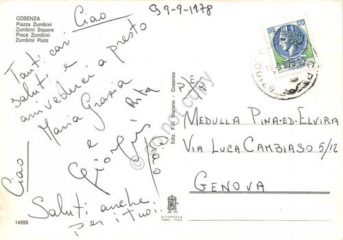 Cartolina Cosenza Piazza Zumbini 1978 Citroen DS auto d'epoca | Immagine Gallery 2