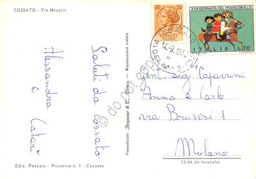 Cartolina Cossato Via Mazzini auto negozi 1970 | Immagine Gallery 2