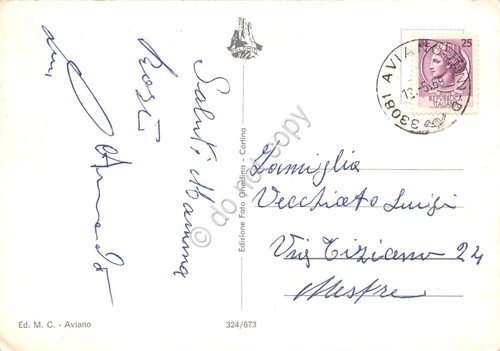 Cartolina Costa di Aviano vedute paese chalet fiori 1969