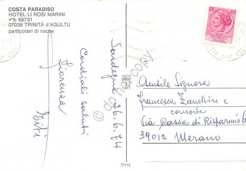 Cartolina Costa Paradiso Trinità d' Agulto Hotel Li Rosi Marini …