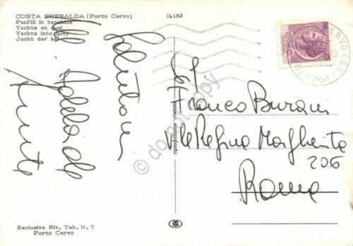 Cartolina Costa Smeralda Porto Cervo Panfili in banchina (Sassari)