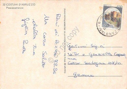 Cartolina Costumi tradizionali Abruzzo N. 32 - Pescocostanzo 1986