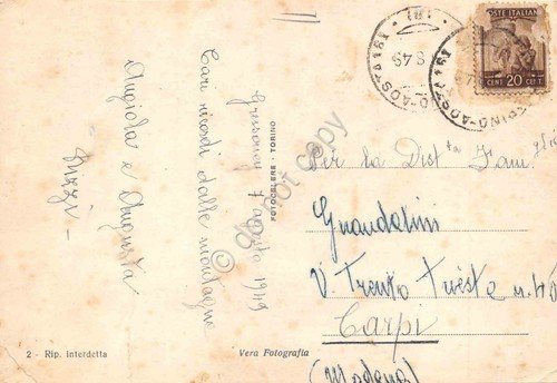 Cartolina Costumi tradizionali femminili Valle d'Aosta Gressoney Colorata 1949