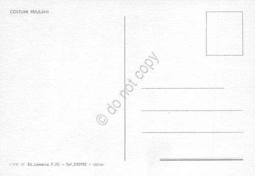 Cartolina Costumi tradizionali Friuli vedute varie con mucca