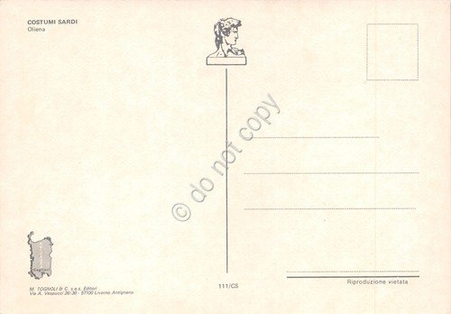 Cartolina Costumi tradizionali sardi Oliena coppia e porceddu
