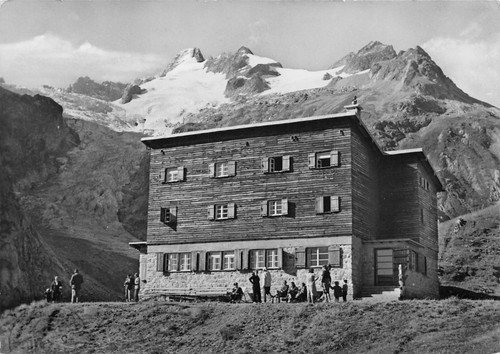 Cartolina Courmayeur albergo? animata 1956 | Immagine principale