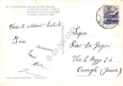 Cartolina Courmayeur Albergo del Golf anni '40