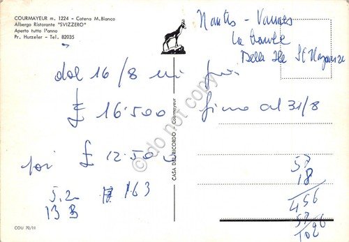 Cartolina Courmayeur Albergo Svizzero | Immagine Gallery 2