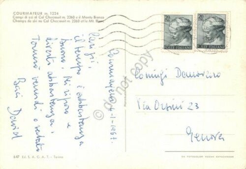 Cartolina Courmayeur campi di sci a Col Checrouit 1967 skilift …