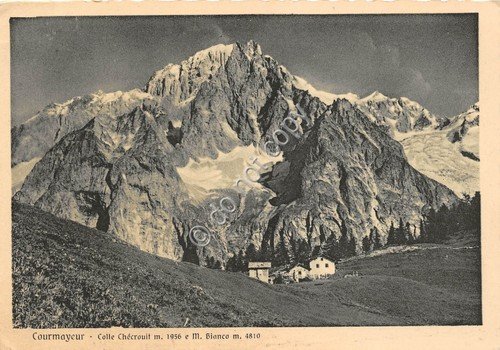 Cartolina Courmayeur Colle Checruit Panorama 1951
