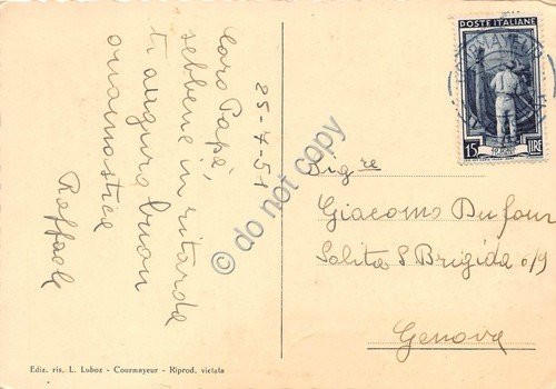 Cartolina Courmayeur Colle Checruit Panorama 1951 | Immagine Gallery 2