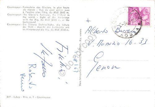 Cartolina Courmayeur Funivia dei ghiacciai 1963 | Immagine Gallery 2