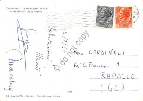 Cartolina Courmayeur Ghiacciai della Brenva 1960