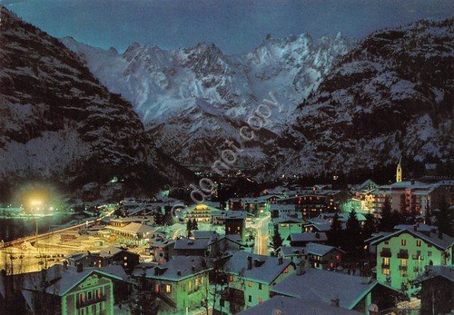 Cartolina Courmayeur paese notturno anni '70 | Immagine principale