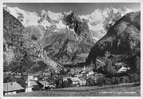 Cartolina Courmayeur panorama 1934 | Immagine principale
