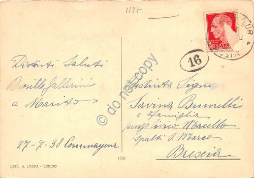 Cartolina Courmayeur Panorama 1938