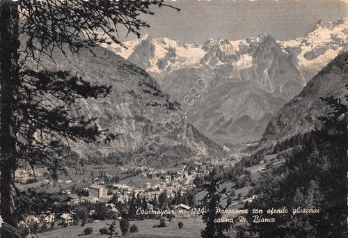 Cartolina Courmayeur Panorama con ghiacciai