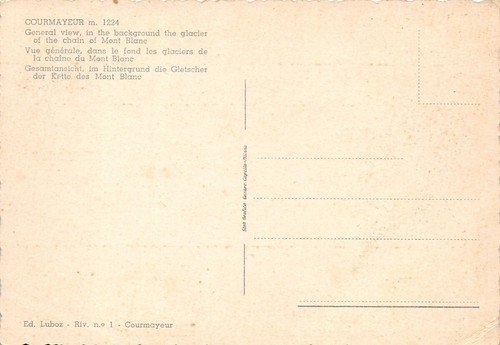 Cartolina Courmayeur Panorama con ghiacciai