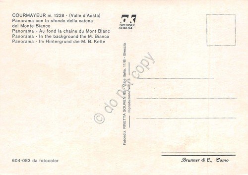 Cartolina Courmayeur Panorama paese case e catena Monte Bianco | Immagine Gallery 2