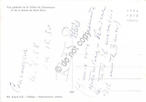 Cartolina Courmayeur Panorama valle catena M. Bianco 1958 | Immagine Gallery 2