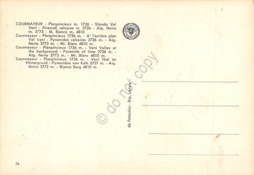Cartolina Courmayeur Planpincieux Val Veni M. Bianco Piramidi calcaree