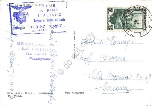 Cartolina Courmayeur Serac du Mont Blanc Timbro Rifugio Torino Nuovo …