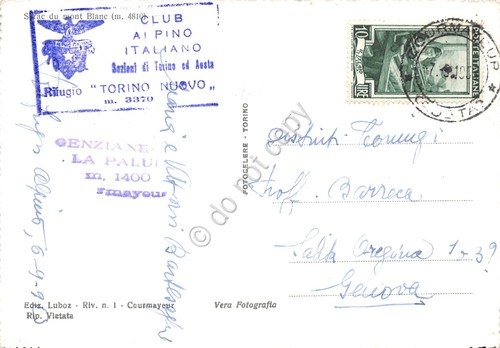 Cartolina Courmayeur Serac du Mont Blanc Timbro Rifugio Torino Nuovo … | Immagine Gallery 2