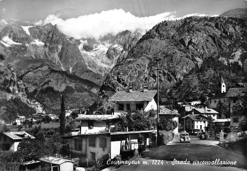 Cartolina Courmayeur Strada circonvallazione 1962