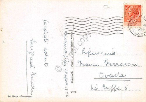 Cartolina Courmayeur vedute 1956 (Aosta) | Immagine Gallery 2