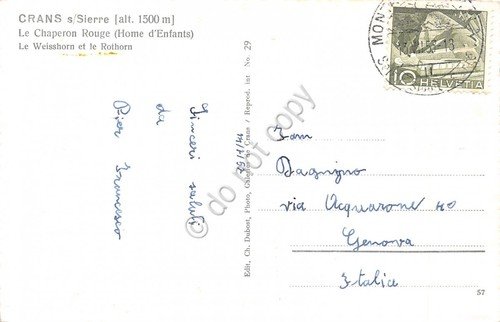 Cartolina Crans sur Sierre Chaperon Rouge Home d'enfants 1957