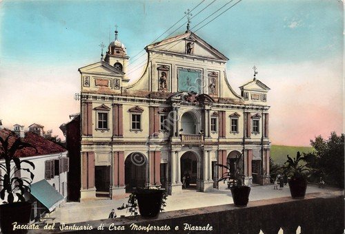 Cartolina Crea Monferrato Santuario e piazzale colorata (Alessandria) | Immagine Gallery 1