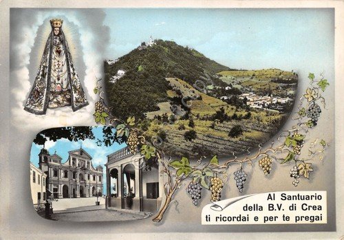 Cartolina Crea Santuario Beata Vergine vedute anni '60 (Alessandria)
