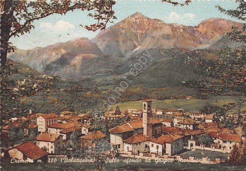 Cartolina Cremeno Panorama Grigna sullo sfondo 1961