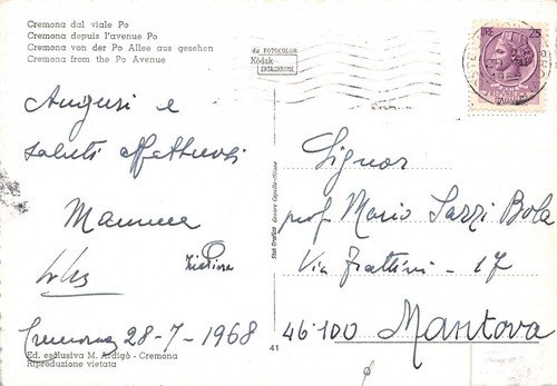 Cartolina Cremona da Viale Po 1968