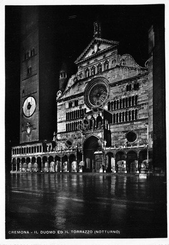 Cartolina Cremona Duomo e Torrazzo Notturno 1959 | Immagine principale