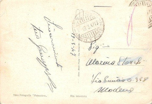 Cartolina Cremona Giardini Pubblici e Torrazzo animata 1947