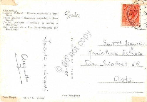 Cartolina Cremona Tomba di Stradivari 1965 | Immagine Gallery 2