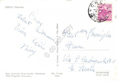 Cartolina Creto panorama anni '60 segnata