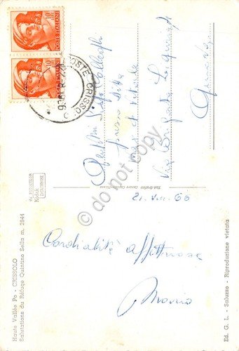 Cartolina Crissolo Alta Valle Po vedute scalatore colorata 1966 (Cuneo) | Immagine Gallery 2