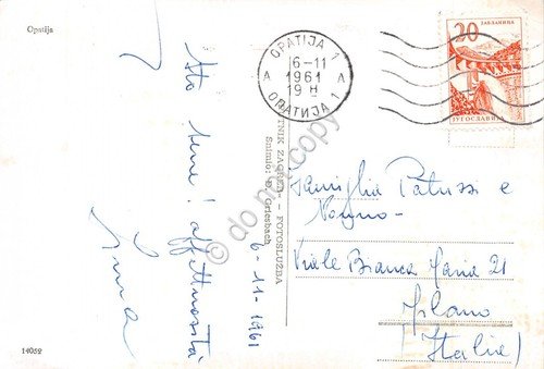 Cartolina Croatia Opatiya view 1961