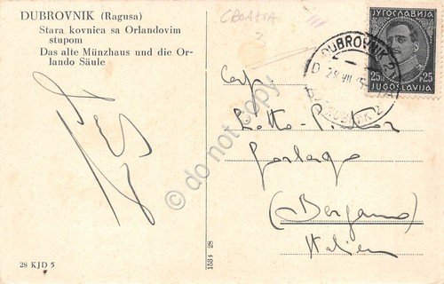 Cartolina Croazia Dubrovnik Munzhaus und Orlando Saule