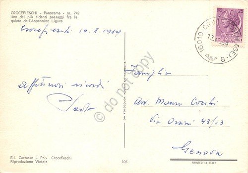 Cartolina Crocefieschi panorama 1969