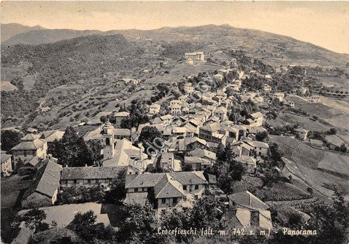 Cartolina Crocefieschi Panorama dall'alto