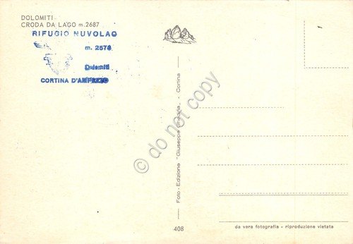 Cartolina Croda da Lago timbro Rifugio Nuvolao | Immagine Gallery 2
