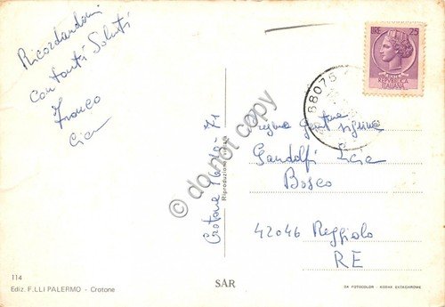 Cartolina Crotone saluti da vedutine (Altre tematiche)